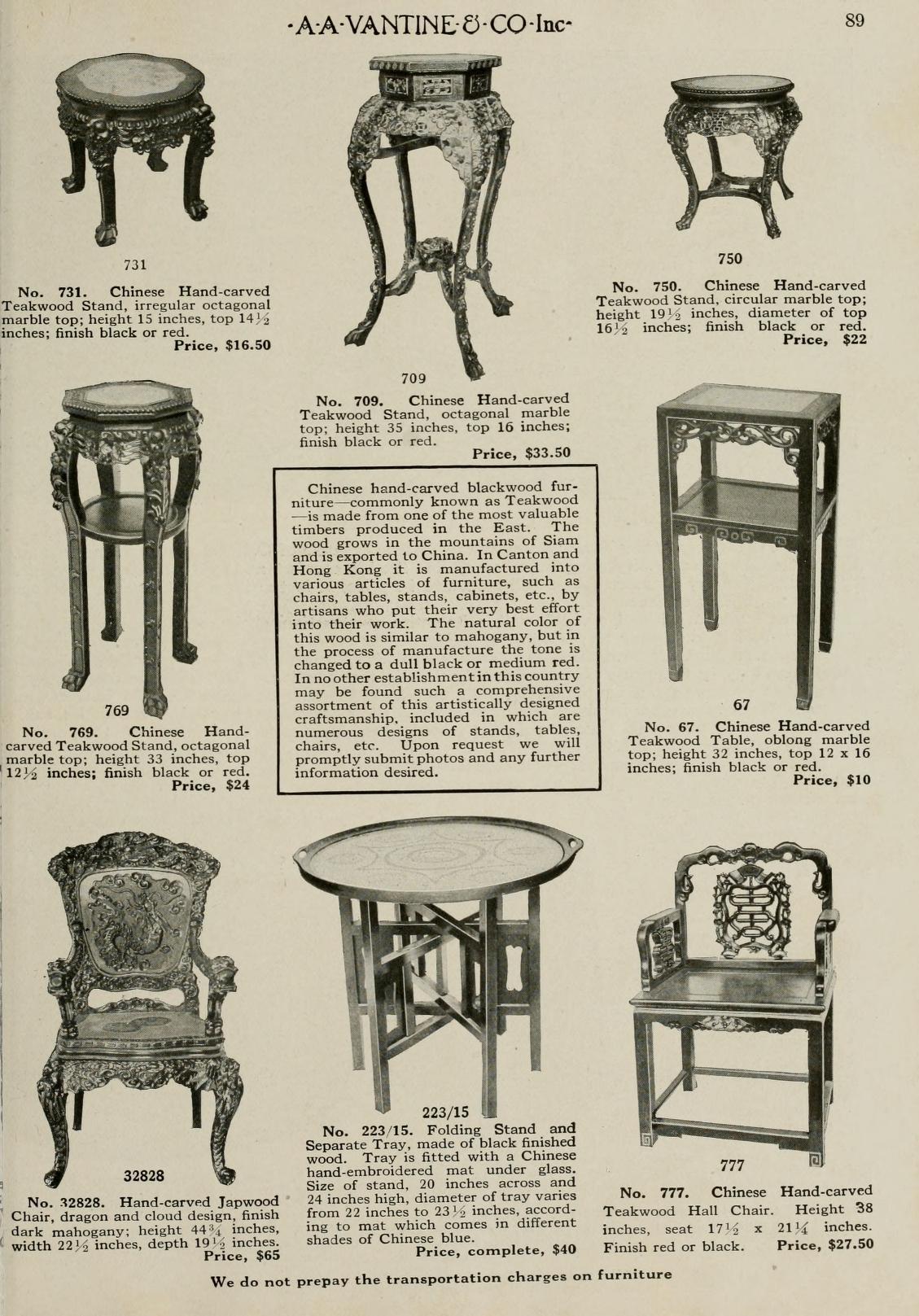 Catalogue page showing different Asian-inspired plant stands.