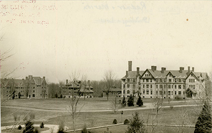 View of Merion Hall, Laundry Building, Gymnasium, and Radnor Hall