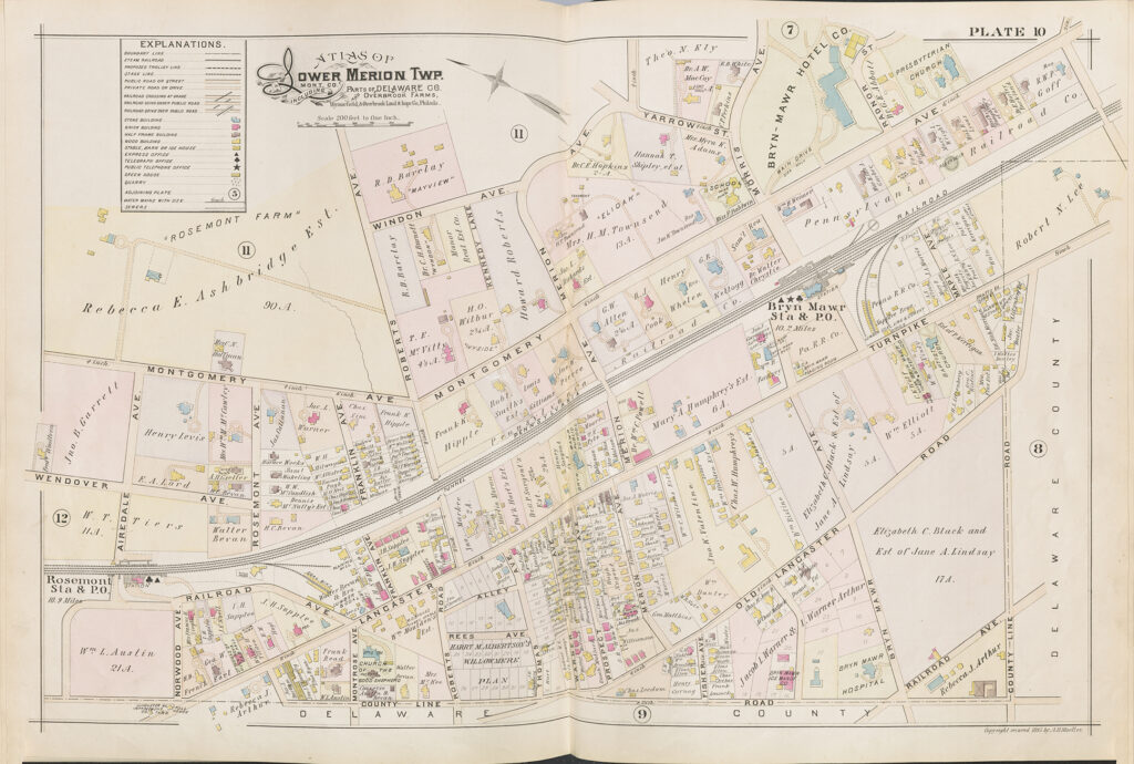 A colored map of Lower Merion Township. 