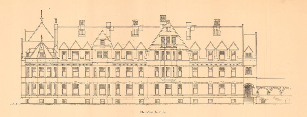 Elevation plan of Merion Hall 