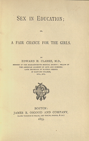 The title page of Clakre's book, Sex in Education